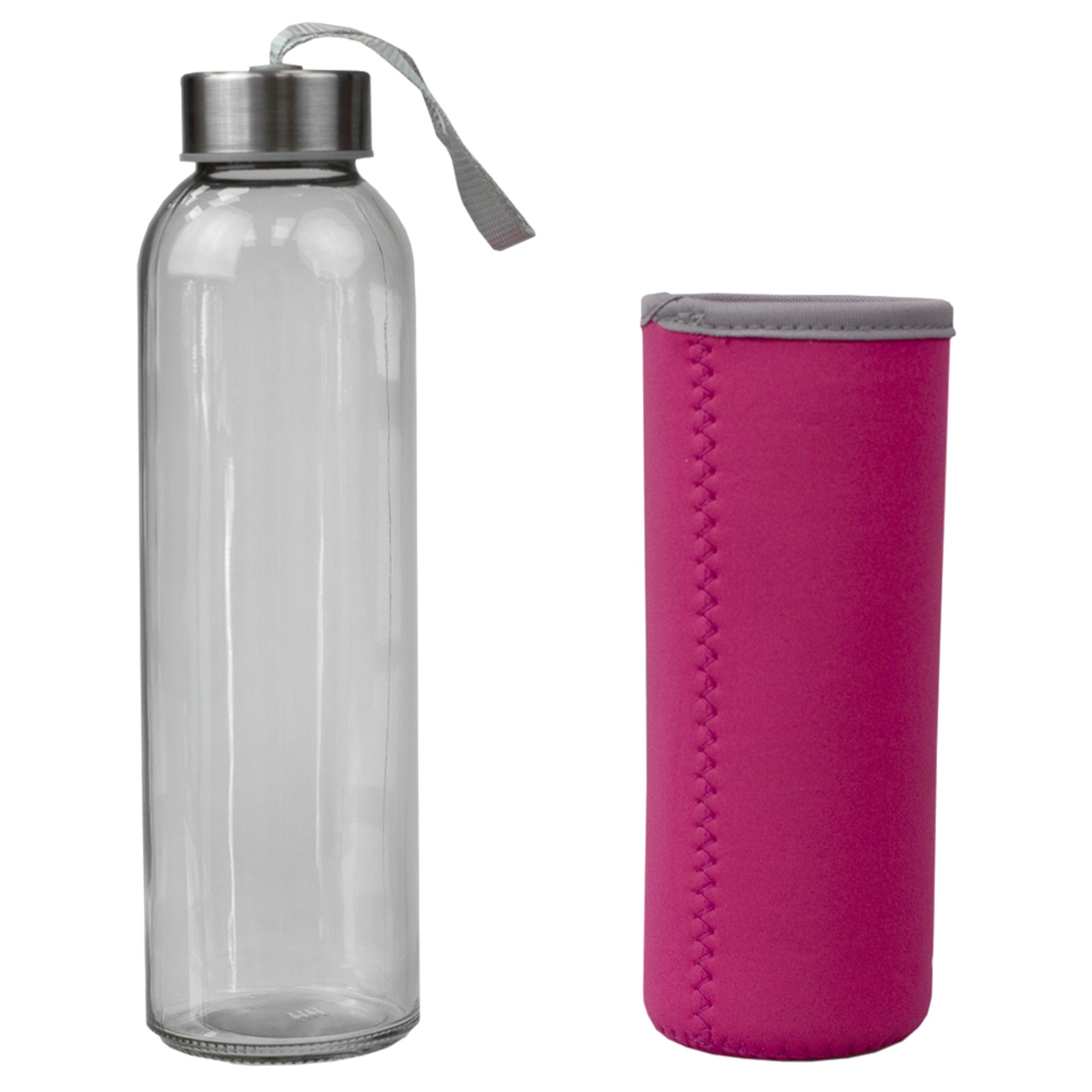 Home Basics Glass Travel Bottle with Insulator - Assorted Colors