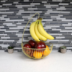 Home Basics Halo Steel Fruit Basket with Banana Hanger, Gold $8.00 EACH, CASE PACK OF 12