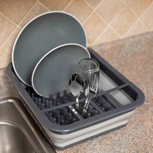 Foldable Dish Drying Rack SinkSide, Small - Dark Grey