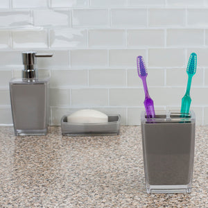 Home Basics Plastic Toothbrush Holder, Grey $3.00 EACH, CASE PACK OF 24