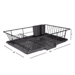 Load image into Gallery viewer, Home Basics 3 Piece  Vinyl Dish Drainer with Self-Draining Drip Tray, Black
 $10.00 EACH, CASE PACK OF 6
