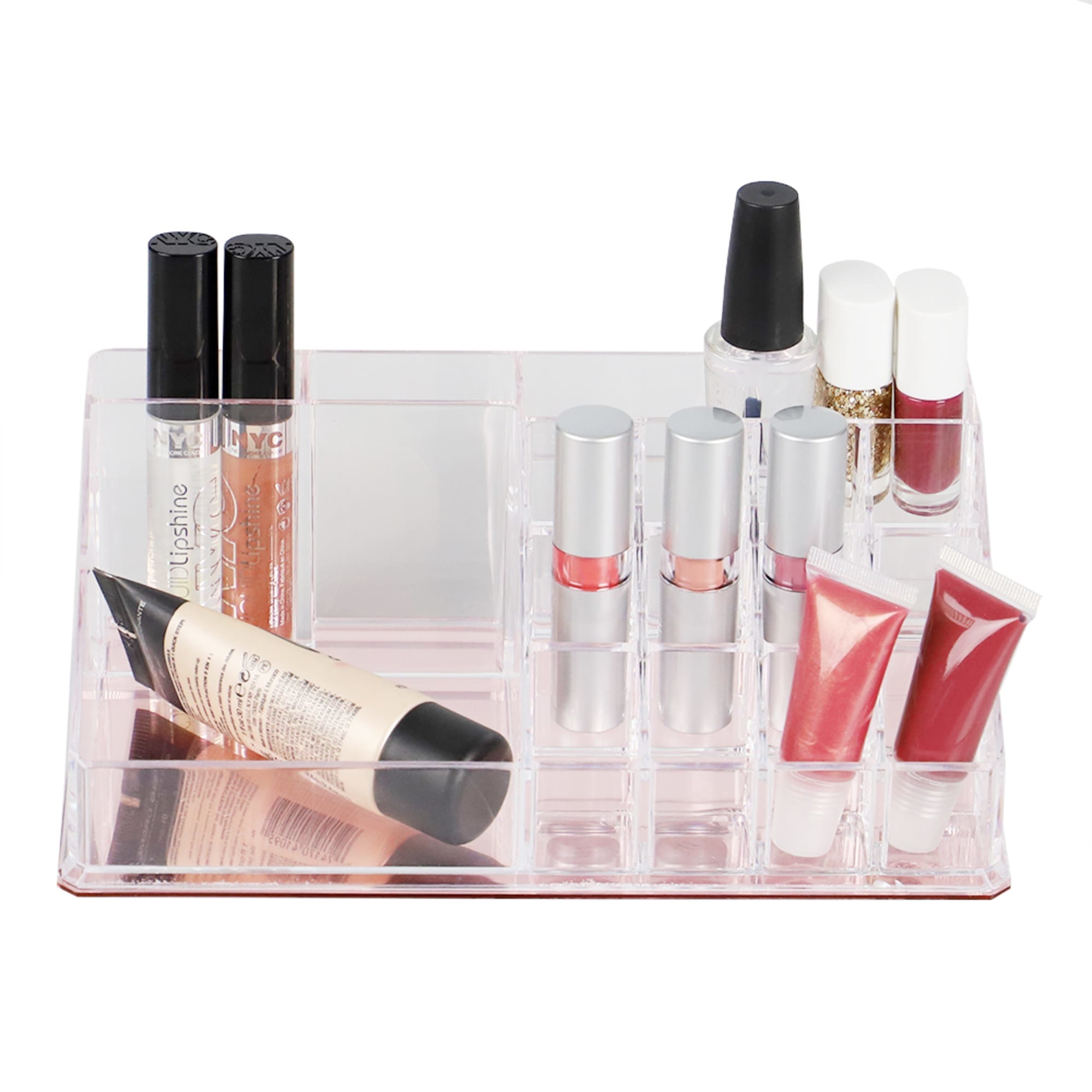 Home Basics Large 16 Compartment Cosmetic Organizer with Rose Bottom $6.00 EACH, CASE PACK OF 12