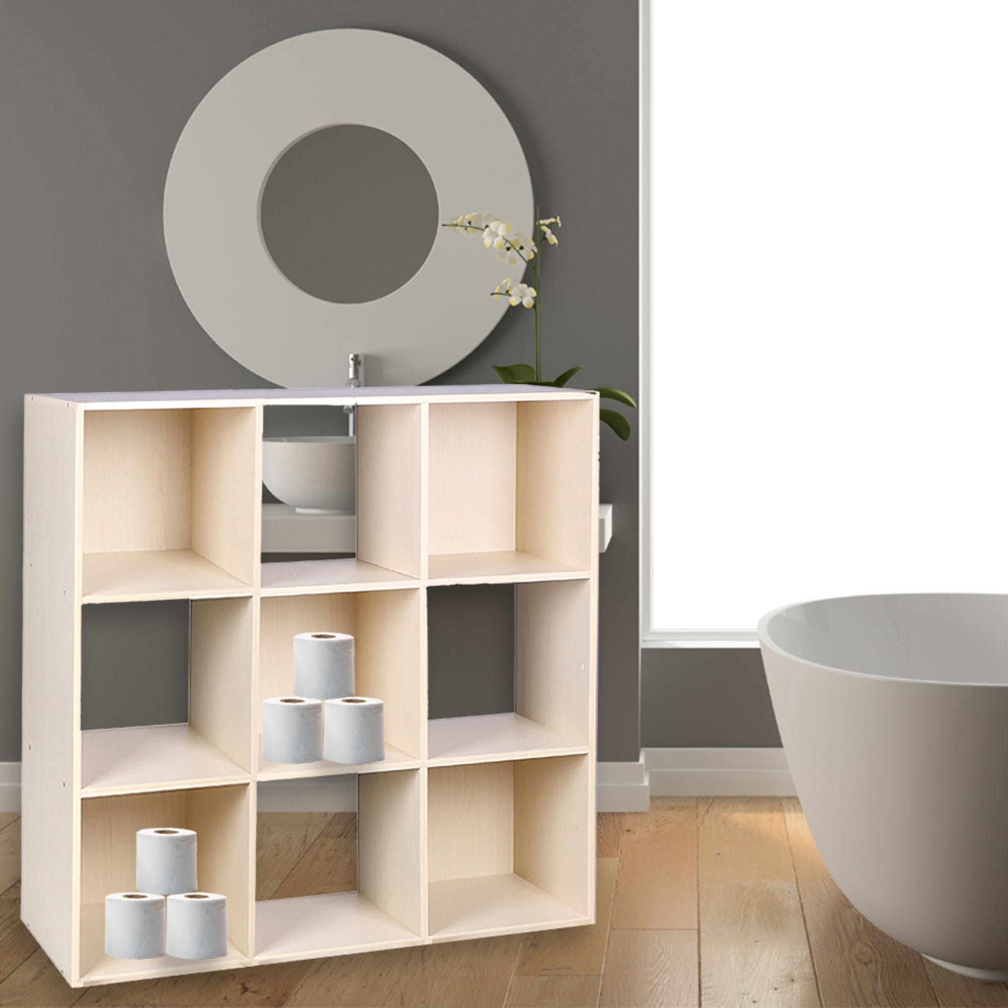 Home Basics Open and Enclosed  9 Cube MDF Storage Organizer, Oak $50.00 EACH, CASE PACK OF 1