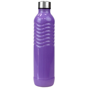 Home Basics Glacier Textured Grip 24 oz. Glass Travel Water Bottle with Easy Twist-on Leak Proof Steel Cap - Assorted Colors