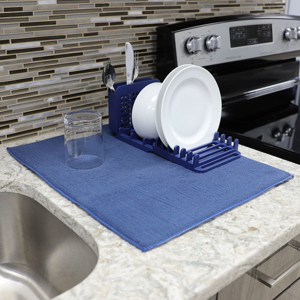 Dish Drying Mat w/ Dish Rack for Kitchen Counter Ultra Absorbent