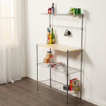 Load image into Gallery viewer, Home Basics 4 Tier Microwave Stand with Wood Tabletop, Chrome $65.00 EACH, CASE PACK OF 1
