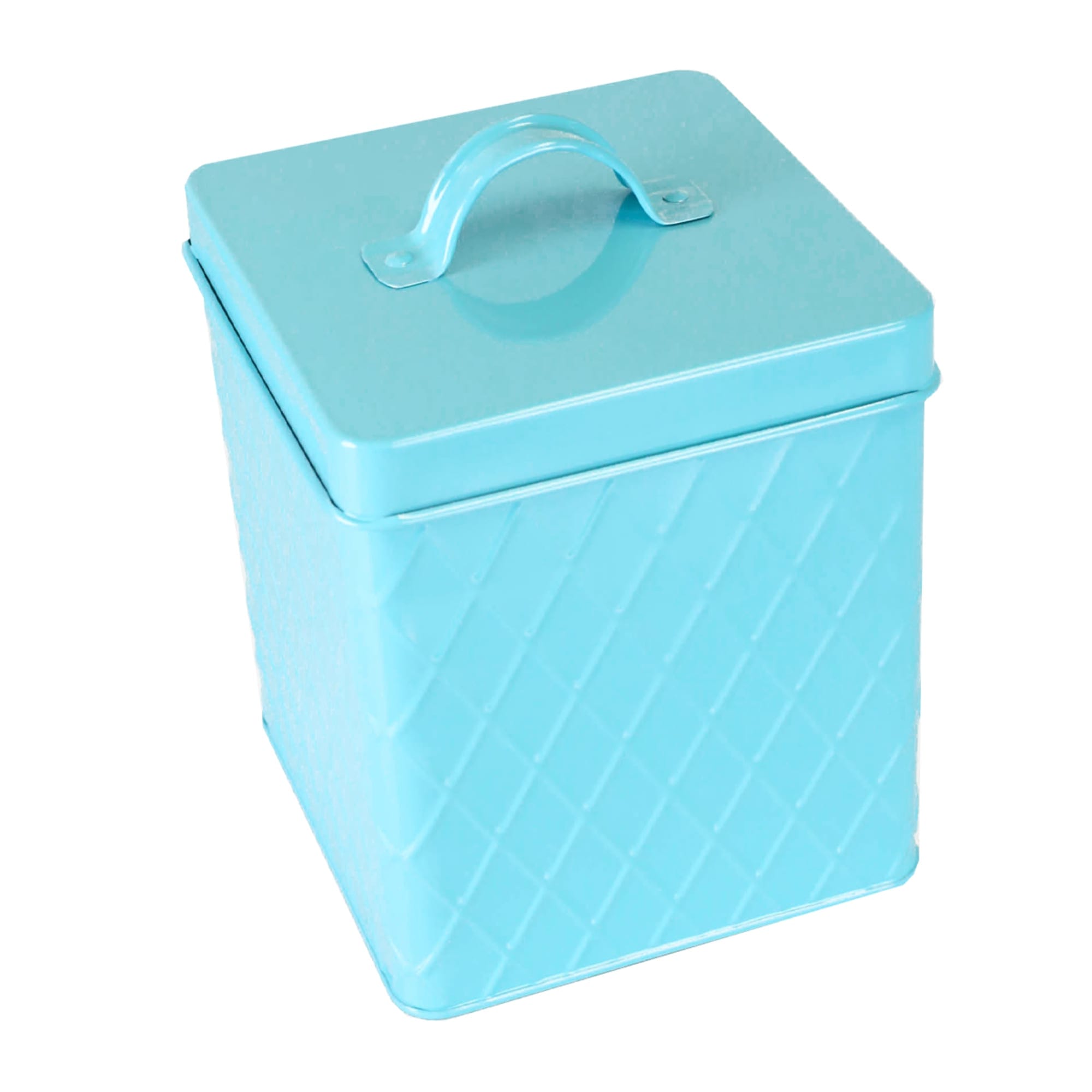 Home Basics Trellis Collection Small Tin Canister, Turquoise $5.00 EACH, CASE PACK OF 12