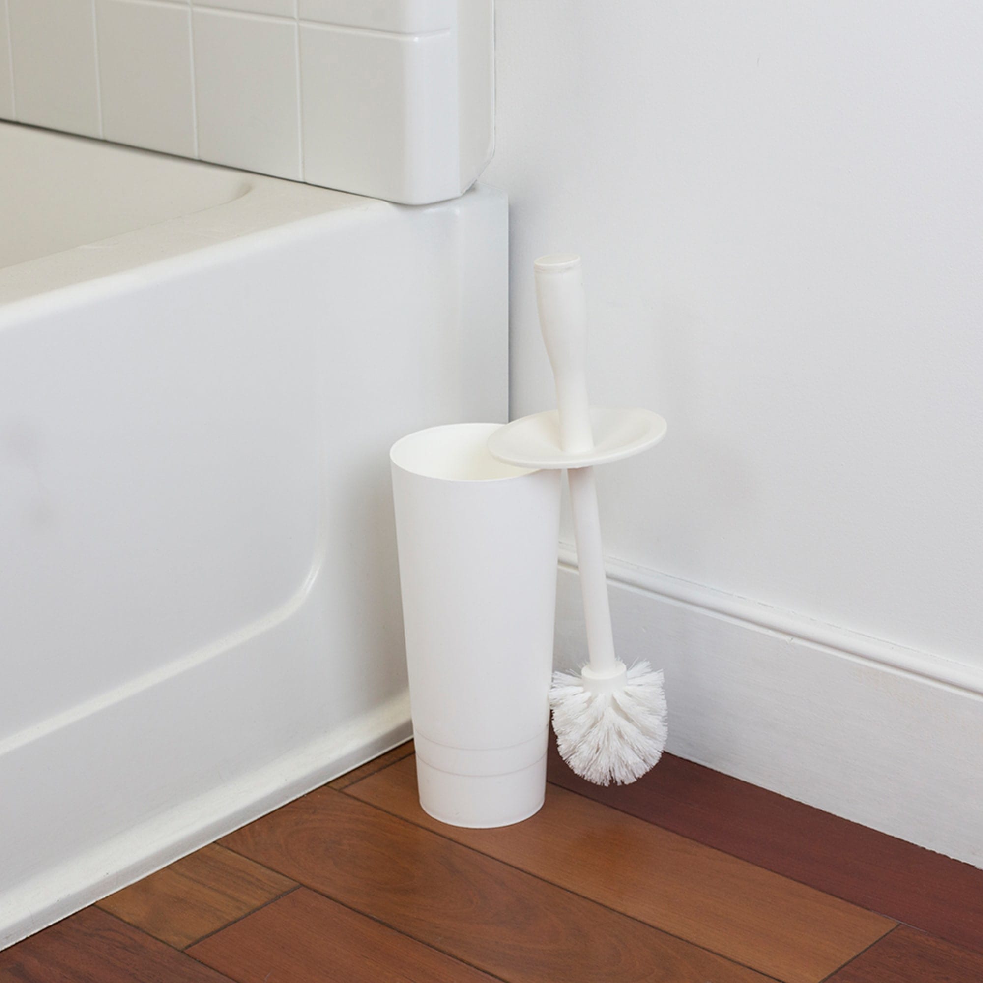A Home Plastic Toilet Brush And Holder