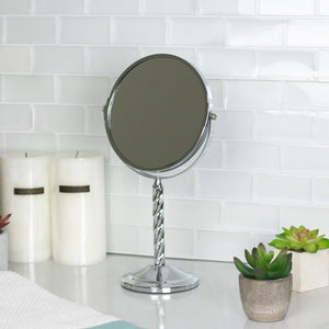 Home Basics Spiral Double Sided Cosmetic Mirror, Chrome $10.00 EACH, CASE PACK OF 6