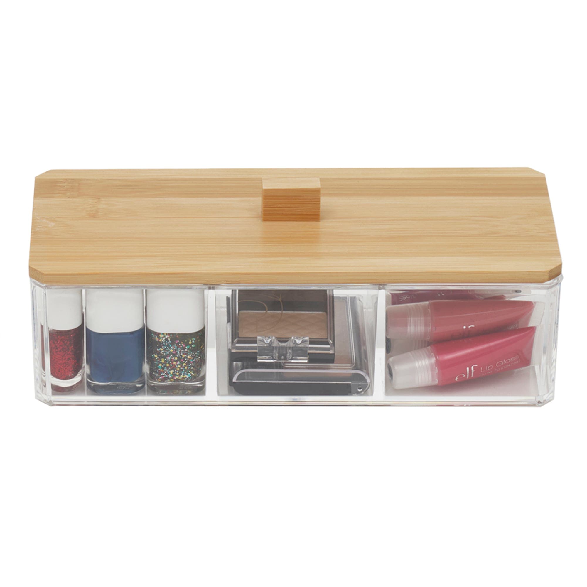 Home Basics Serene Large 3 Compartment Cosmetic Organizer with Bamboo Lid $8.00 EACH, CASE PACK OF 12